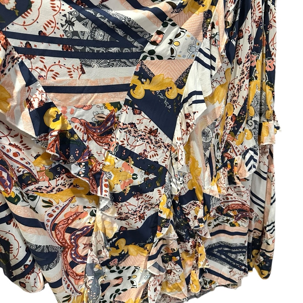 Jaase Floral Ruffle Maxi Dress Women’s Small Bohemian Flowy V Neck Short Sleeve - Picture 4 of 13